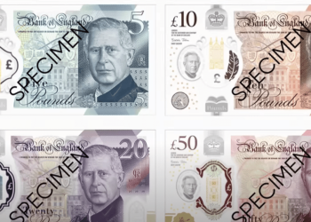 Kralj Karlo III. na novčanicama od 5, 10, 20 i 50 funti