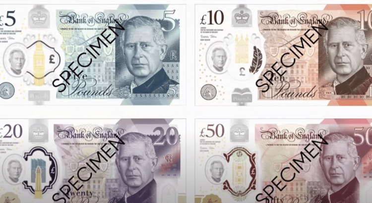 Kralj Karlo III. na novčanicama od 5, 10, 20 i 50 funti