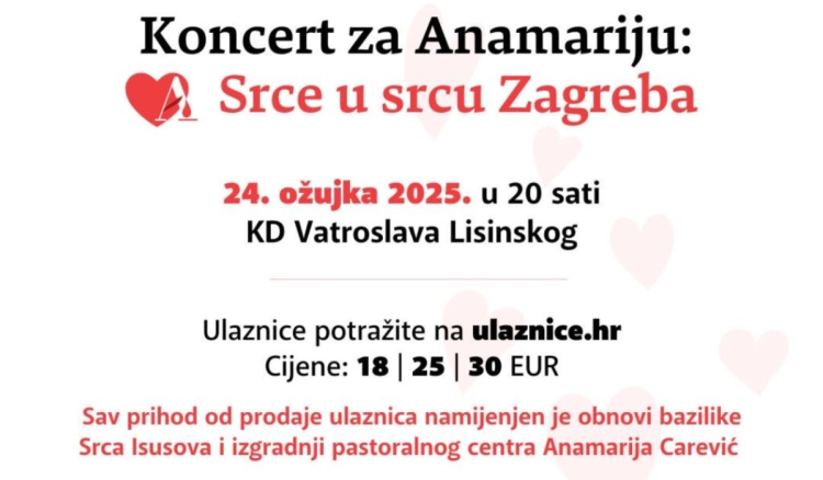Dobrotvorni koncert “Srce u srcu Zagreba” 24. ožujka u Lisinskom