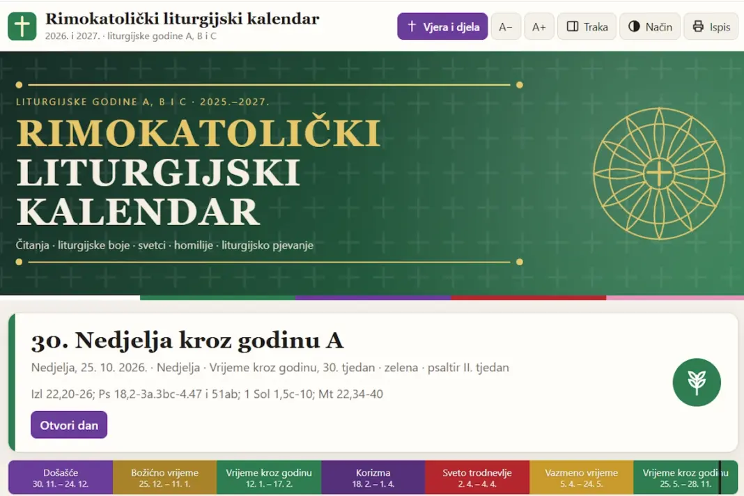 Blago Crkve na dlanu: upoznajte interaktivni Rimokatolički liturgijski kalendar Blago Crkve na dlanu: upoznajte interaktivni Rimokatolički liturgijski kalendar